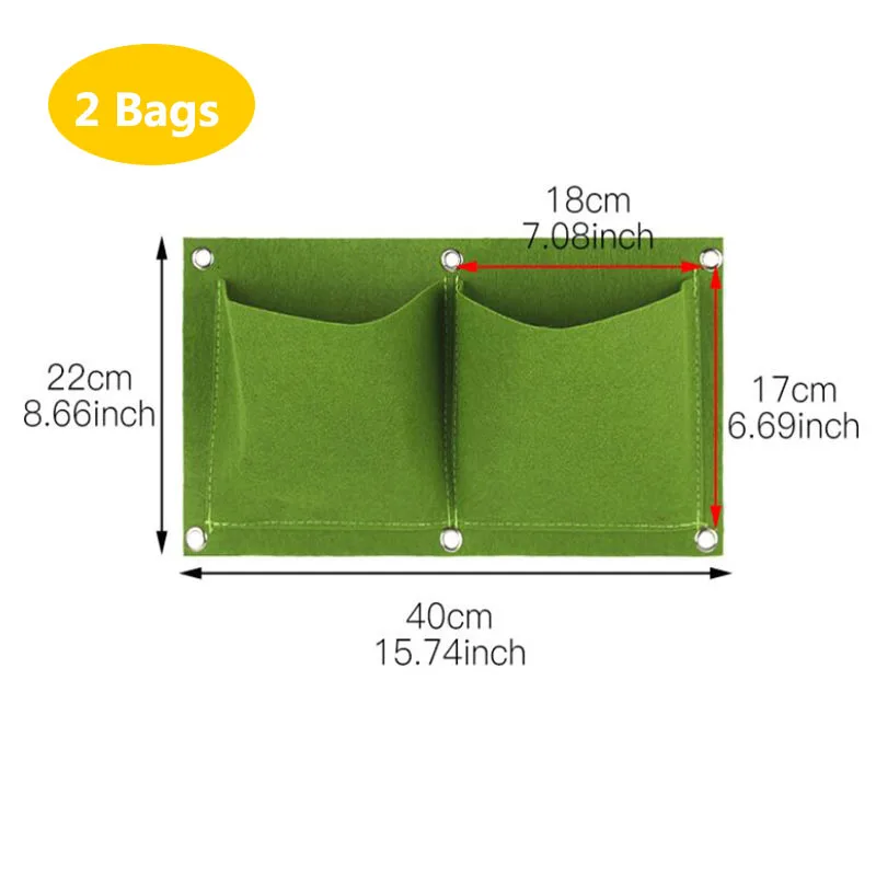 2 Pockets Wall Hanging Planting Bags Gardening Flowers Plant Grow Pot Planter Vegetables Green Wall Bags Home Decoration Tools