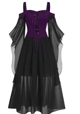 Costume de Sorcière Effrayant de Grande Taille pour Femme Adulte, Robe d'Halloween, Cosplay, Spectacle sur Scène, Offre Spéciale