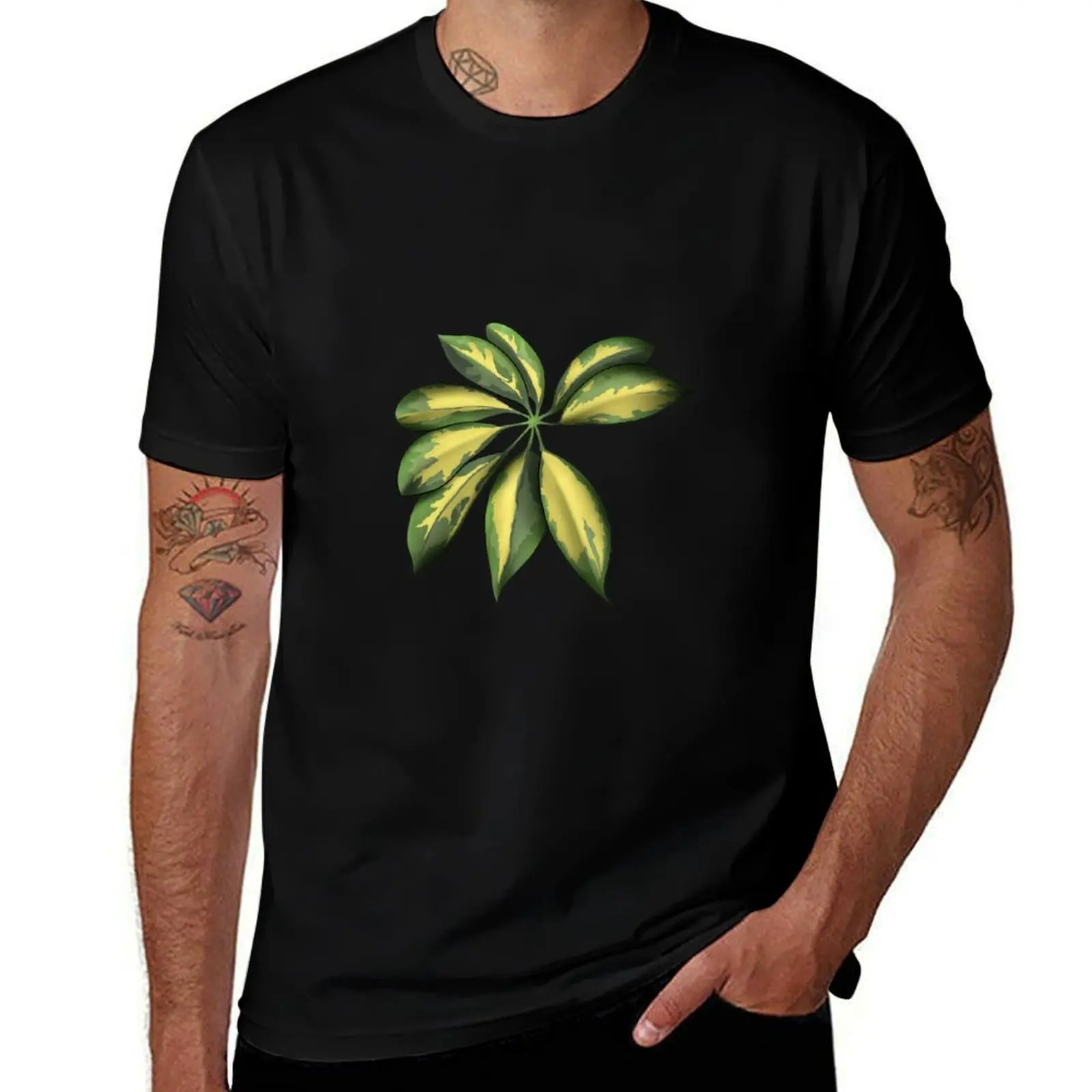 

Foliage of schefflera plant T-Shirt man t shirt cute clothes funny shirt cotton animal prinfor boys mens vintage t shirts