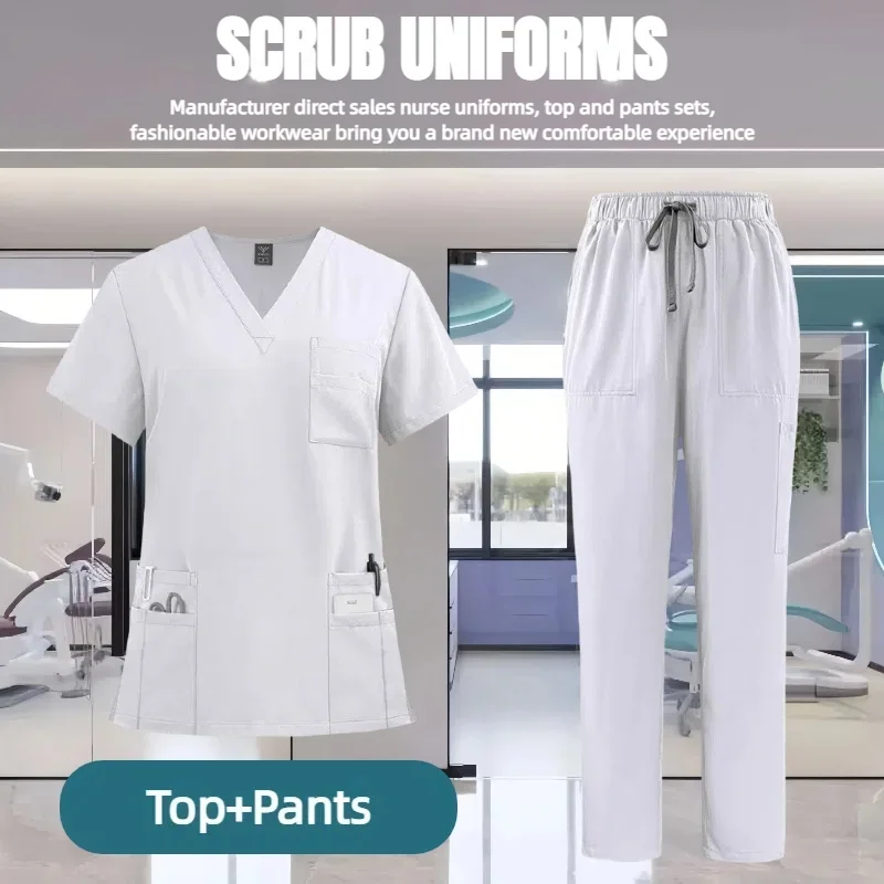 زي طبيب للعناية بالحيوانات الأليفة، شعر غير لزج، ملابس طبية للنساء من القماش الرقيق والخفيف للزي السريري الصيفي للمرأة