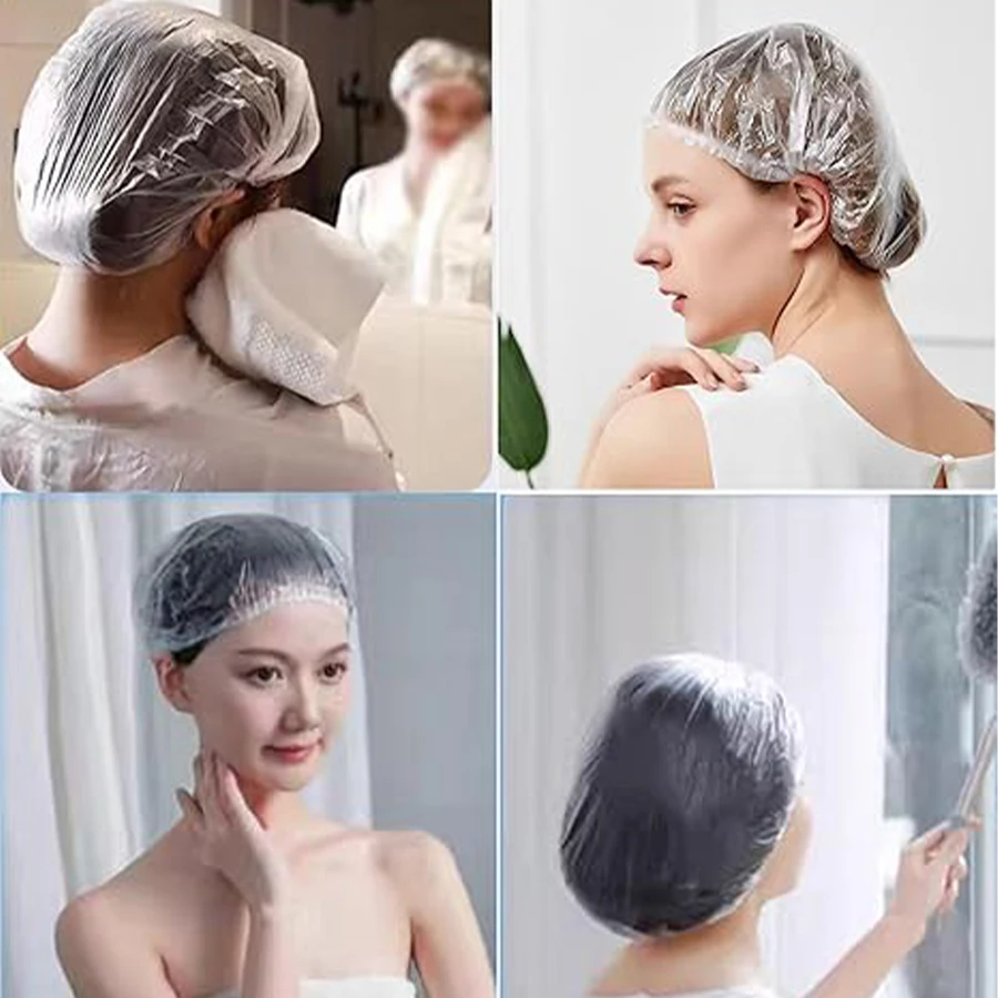 100/200/500Pcs Disposable Children's Shower Caps Elastic Mesh Shape Plate Plastic Wrap Food Grade Hair Cover for Bath