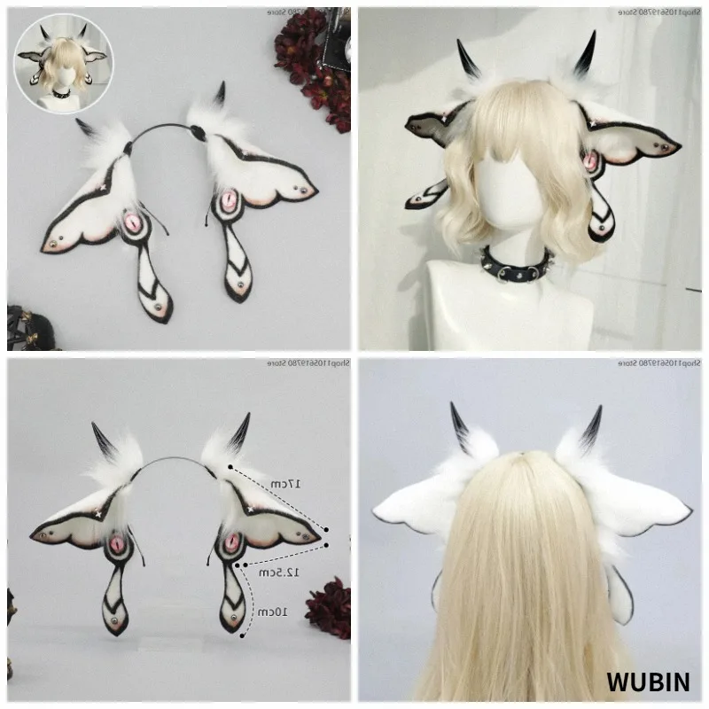 ファンタジーモスファー耳ヘッドバンドぬいぐるみ悪魔耳ヘッドギア毛皮のような帽子フェスティバルパーティードレスアップ飾りコスプレアクセサリー-2026