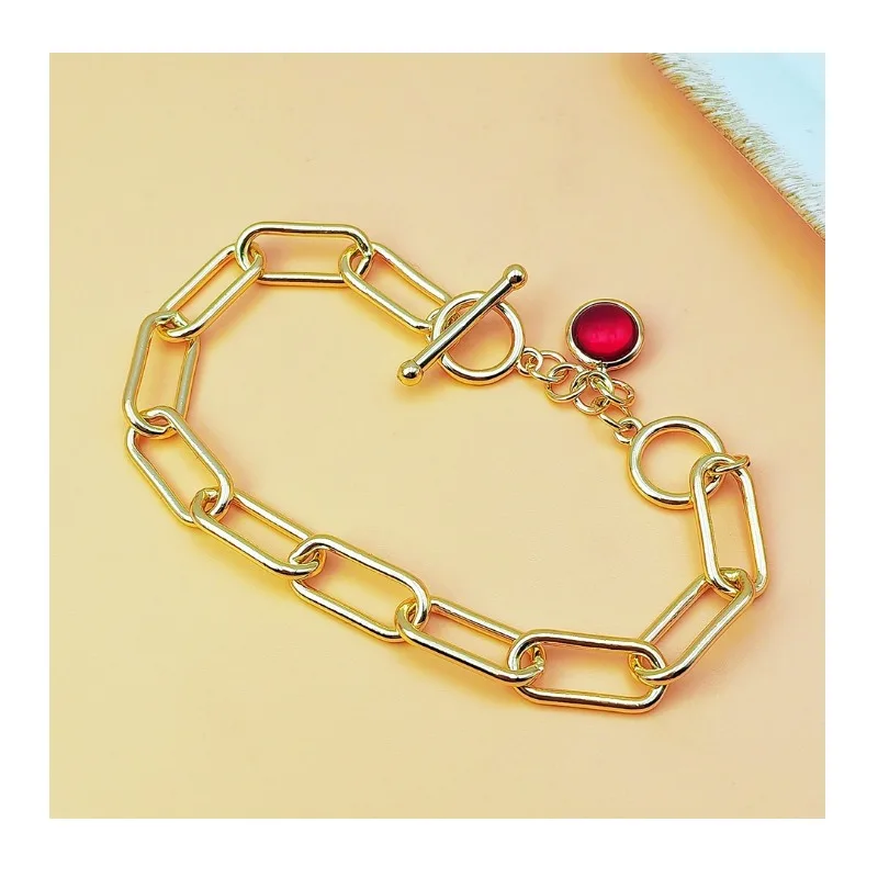 

Hot Sale Fashion Classic Paper Clip Bracelet Collar Copper Gold Plated Geometric Circle Bracelet