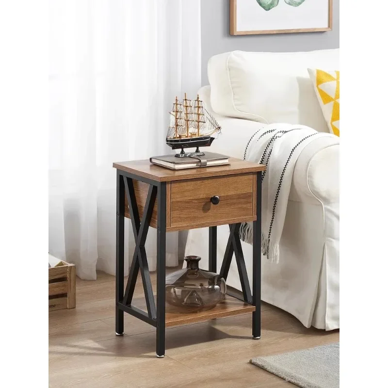 American solid wood edge few wrought iron sofa corner few small apartment living room narrow side table bedside table storage dr