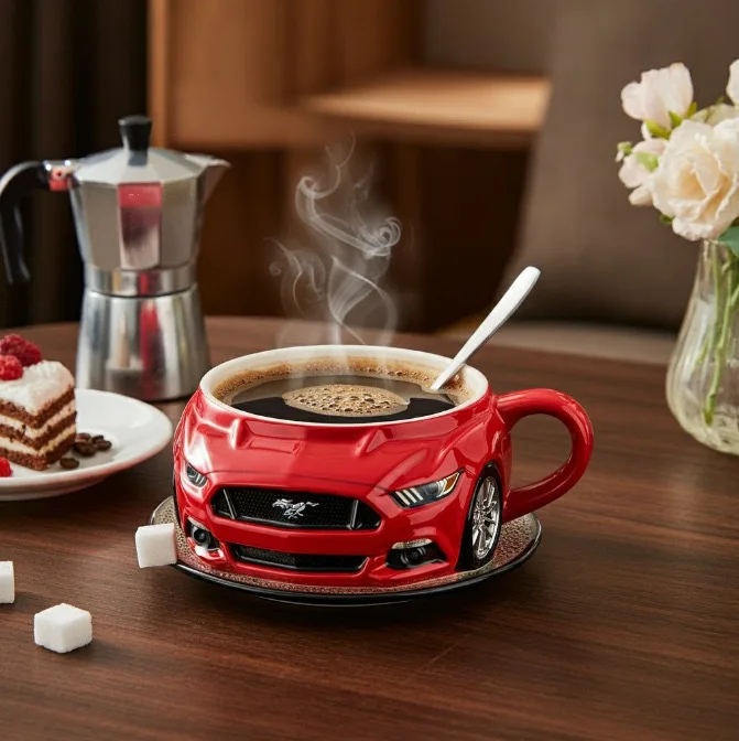 Nuova tazza da caffè creativa a forma di Mustang con una tazza da caffè a forma di Mustang