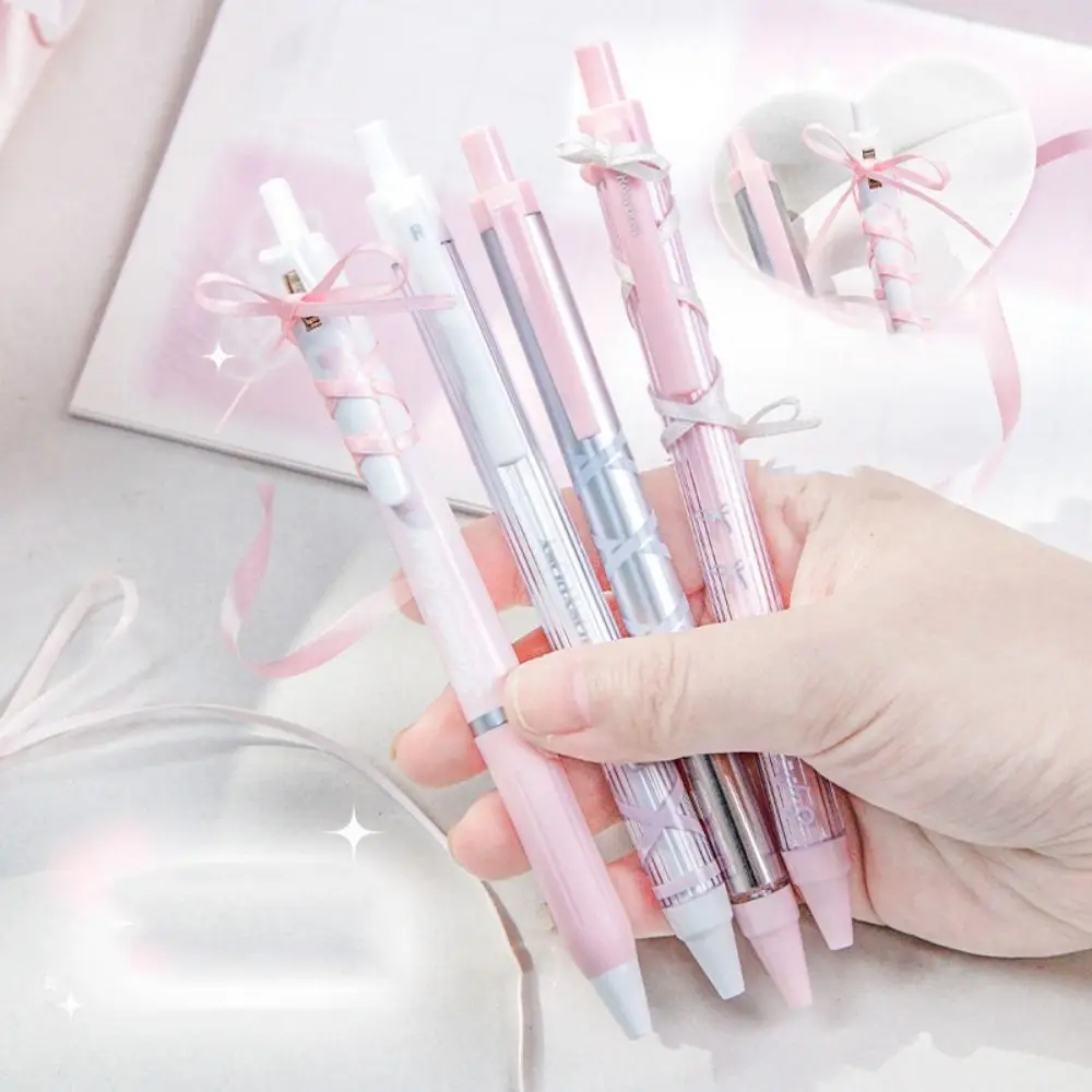 

4pcs/set Ballet Strap Ballet Series Gel Pen Ribbon Neutral Pen Black Ink Press Gel Pen Press Aesthetic 0.38mm/0.5mm Gel Pens Set