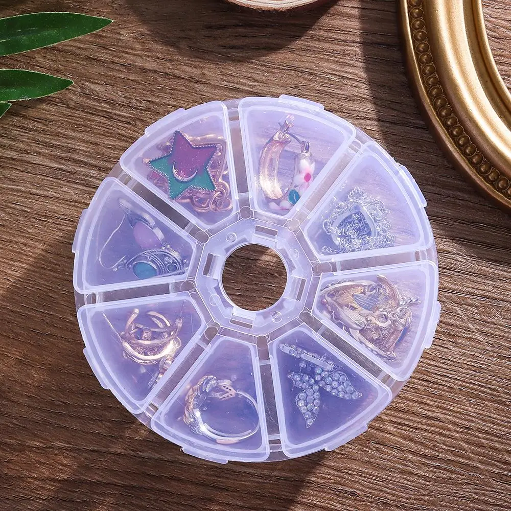 Fashion Transparent Beads 8 Grids Empty Storage Box Jewelry Container Nail Art Rhinestones Case