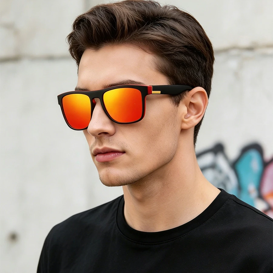 Classic Vintage Colorful stripe design Sunglasses Men Women Fashion Designer Square Driving Fishing leisure Vacation Sun Glasses