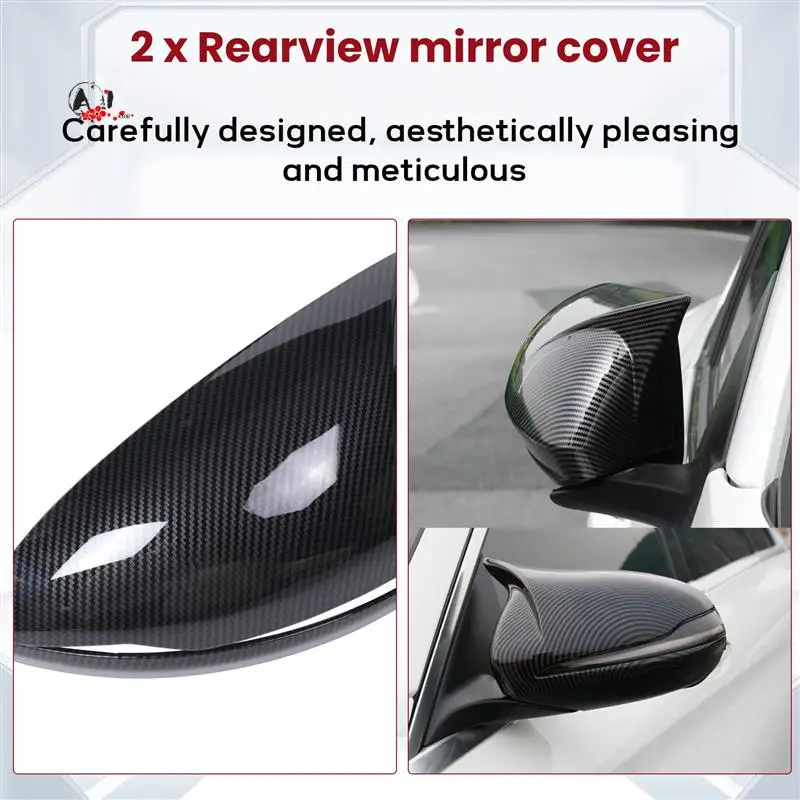 

A10E-For Mercedes Benz B C E S GLB GLC Class W205 W213 W253 Carbon Fiber ABS Horned Style Side Rear View Mirror Cover Trim