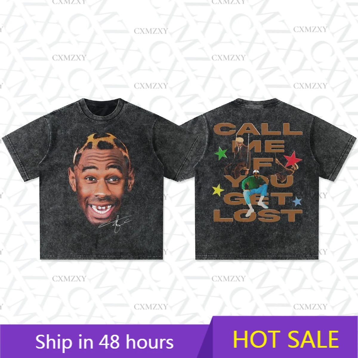 

summer GLOF American street retro pure cotton heavy men's T-shirt printing loose short-sleeved men