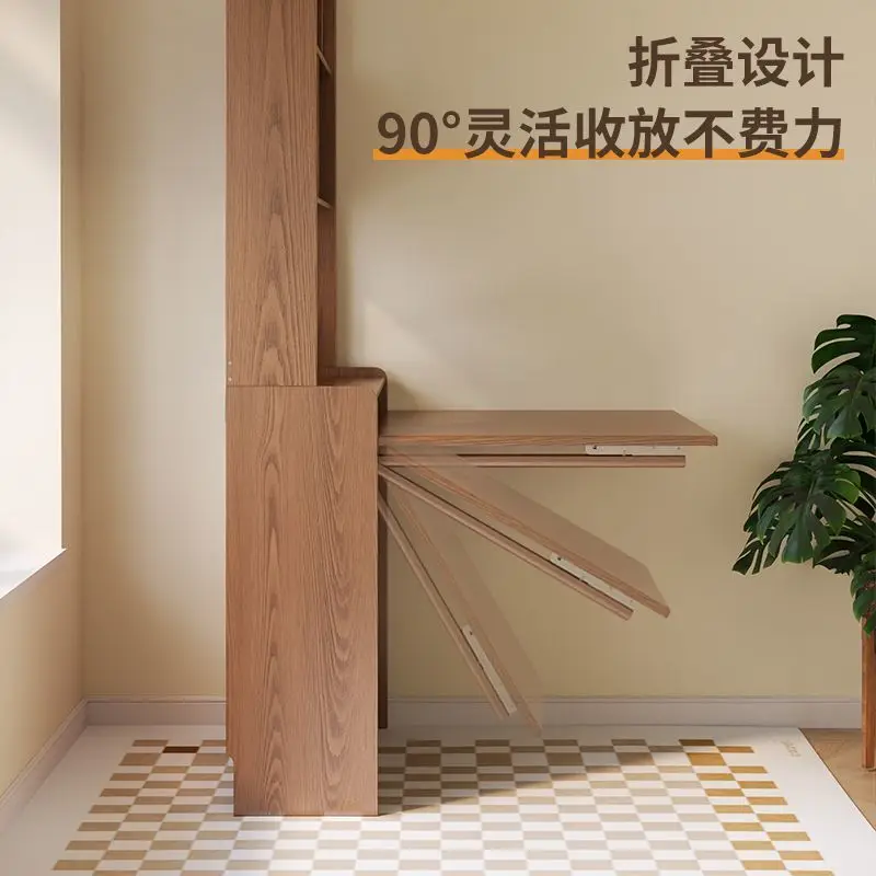 Solid wood corner desk, bookcase, bookshelf combination, wall computer table, home student folding study table