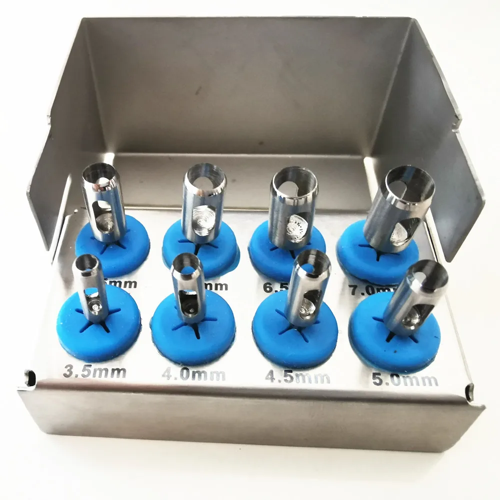 8pcs/Set Dental Implant Trephine Bur Drill Tissue Punch Stainless Steel Planting Tools Surgical for Low Speed Machine