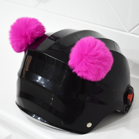 2Pcs/Pair Creative Cute Motorcycle Helmet Plush Cat Ears Balls Deco Motocross Helmet Decor Sticker Accessories Cosplayer Styling