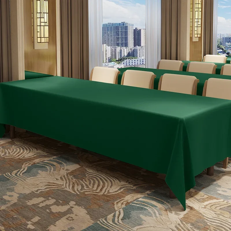 Wedding Banquet Tablecloth Anti Oil Dirt Resistant Waterproof Rectangular Meeting Room Table Cloth Booth Solid Color Table Cover