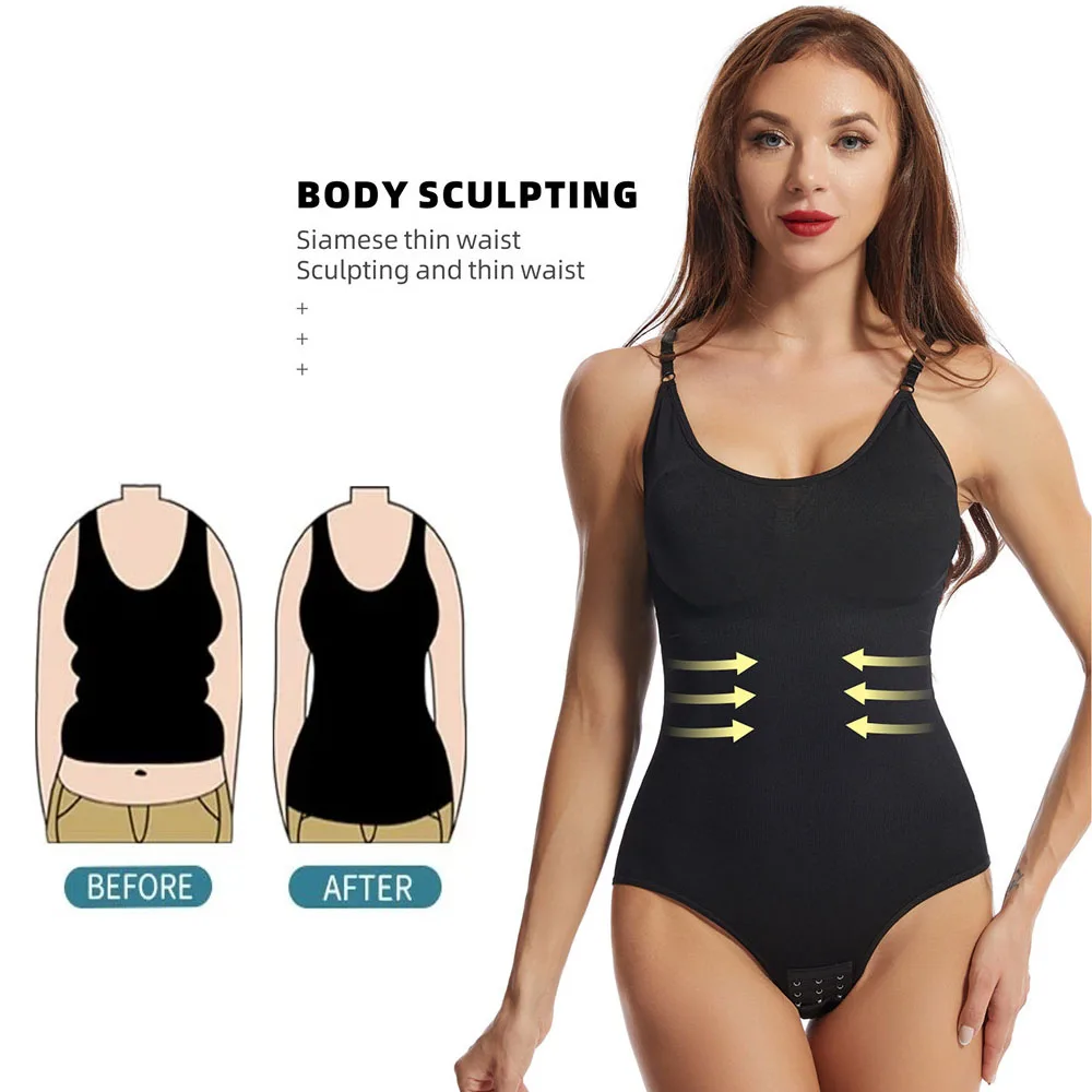 Women Shapewear stree jumpsuit with Adjustable Strap Body Shaper BodySuit for Belly Control