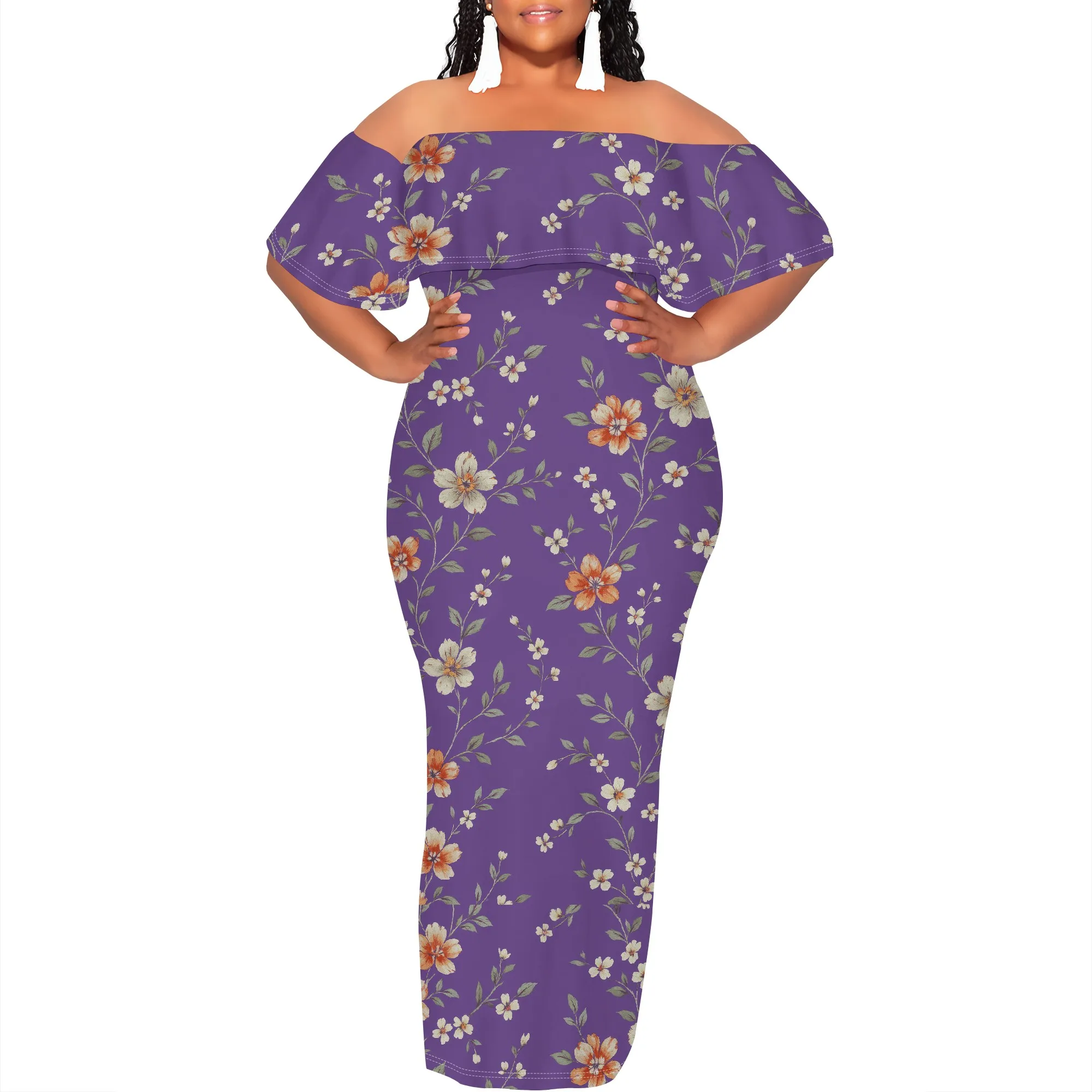 

Women's Sexy Elegant Long Dress with Ruffles Short Sleeves Backless Fashion Slimming Evening Dress