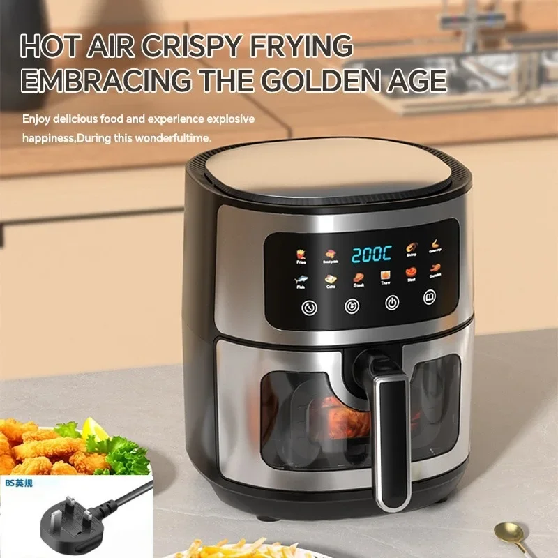 8L Large Capacity Air Fryer Multi functional Smart Touch Screen Visual Electric Deep Fryer Oven For Homemade French Fries Chicke