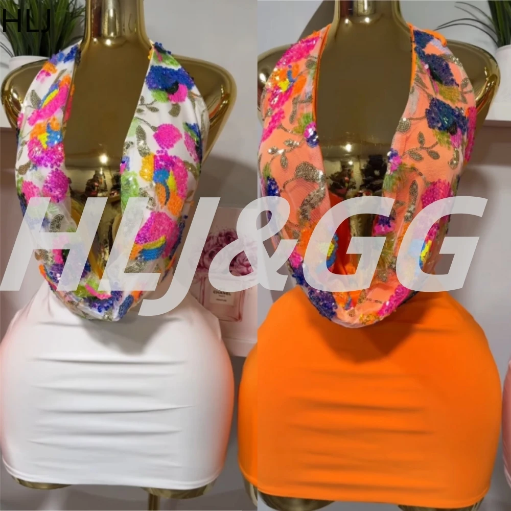 

HLJ сексуальные комплекты из двух предметов с блестками и глубоким V-образным вырезом, женский укороченный топ без рукавов с открытой спиной и мини-юбки, модная уличная одежда Y2K