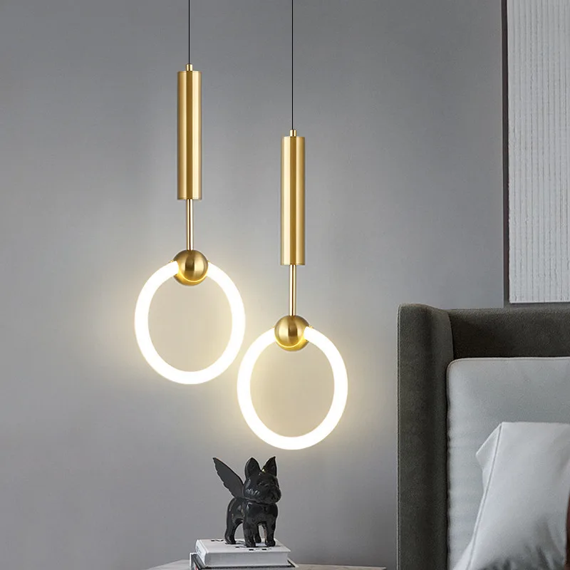 Image of Kreative Luxus-LED-Pendelleuchten für Schlafzimmer und Bar, Einfache Lampen für Wohnzimmer und TV-Hintergrundwand, Atmosphärischer Kronleuchter