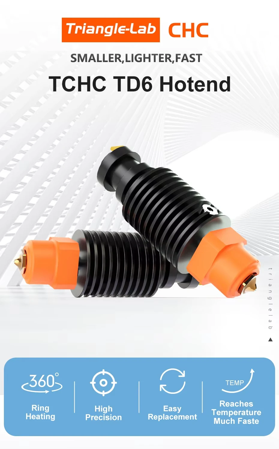 Trianglelab ® TCHC TD6 PT1000 Hotend mit integriertem PT1000-Thermistor für CHC TD6 V6 HOTEND DDE DDB Direktantrieb oder Bowden DDB EXTRDUER – Detail 1