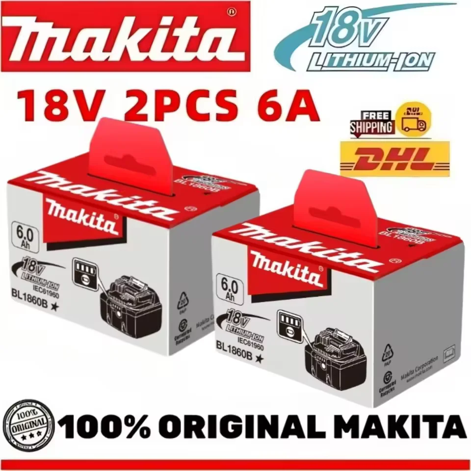 

100% Genuine Makita 5Ah 6Ah， for Makita 18V tool Battery BL1830B BL1850B BL1850 BL1860 BL1815 Replacement Lithium Battery