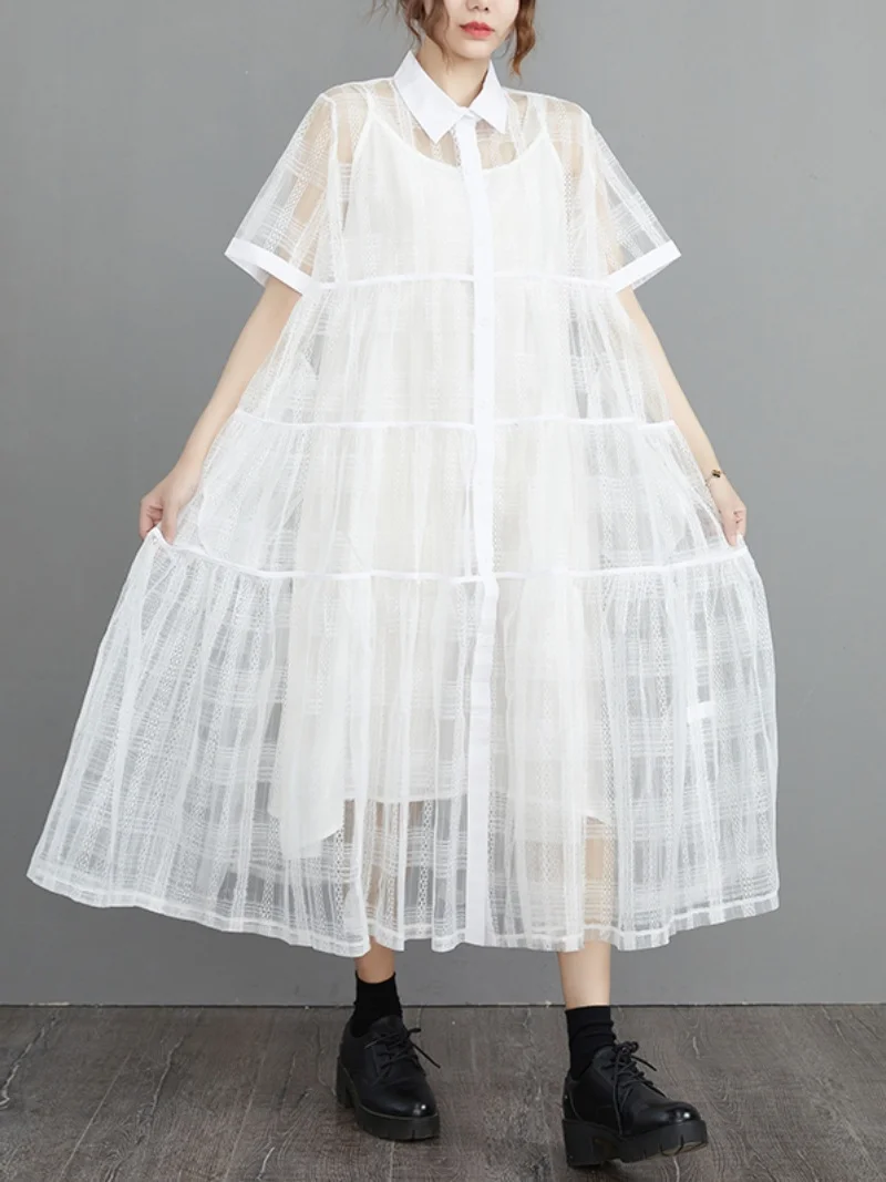 Conjunto de Dos Piezas de Moda, Talla ande, Estilo Patchwork, Pado, con Cuello ter y Cseta, Vestido hasta la Rodil...