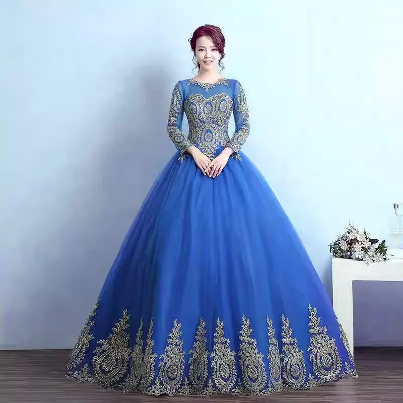 Customized Long Sleeves Quinceanera Dresses Black Gold Appliques Ball Gowns Sweet 16 Vestidos De 15 Anos Robe Birthday Gowns