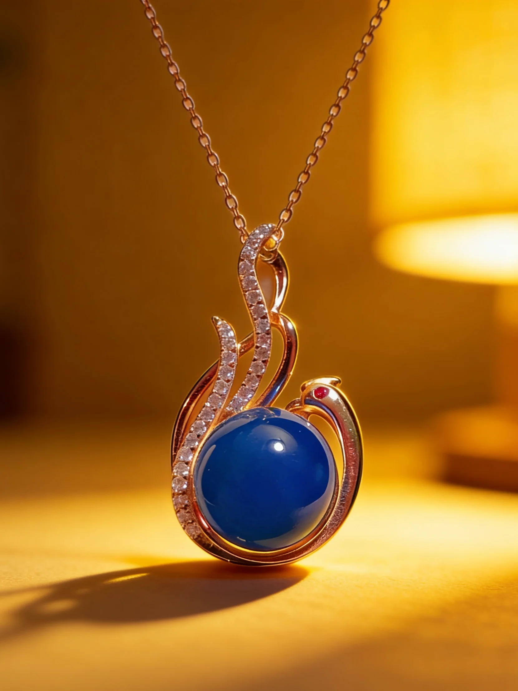 Natural Mexican Blue Amber Pendant Sterling Silver Phoenix Handmade Jewelry Gift for Women 12mm Blue Amber Bead