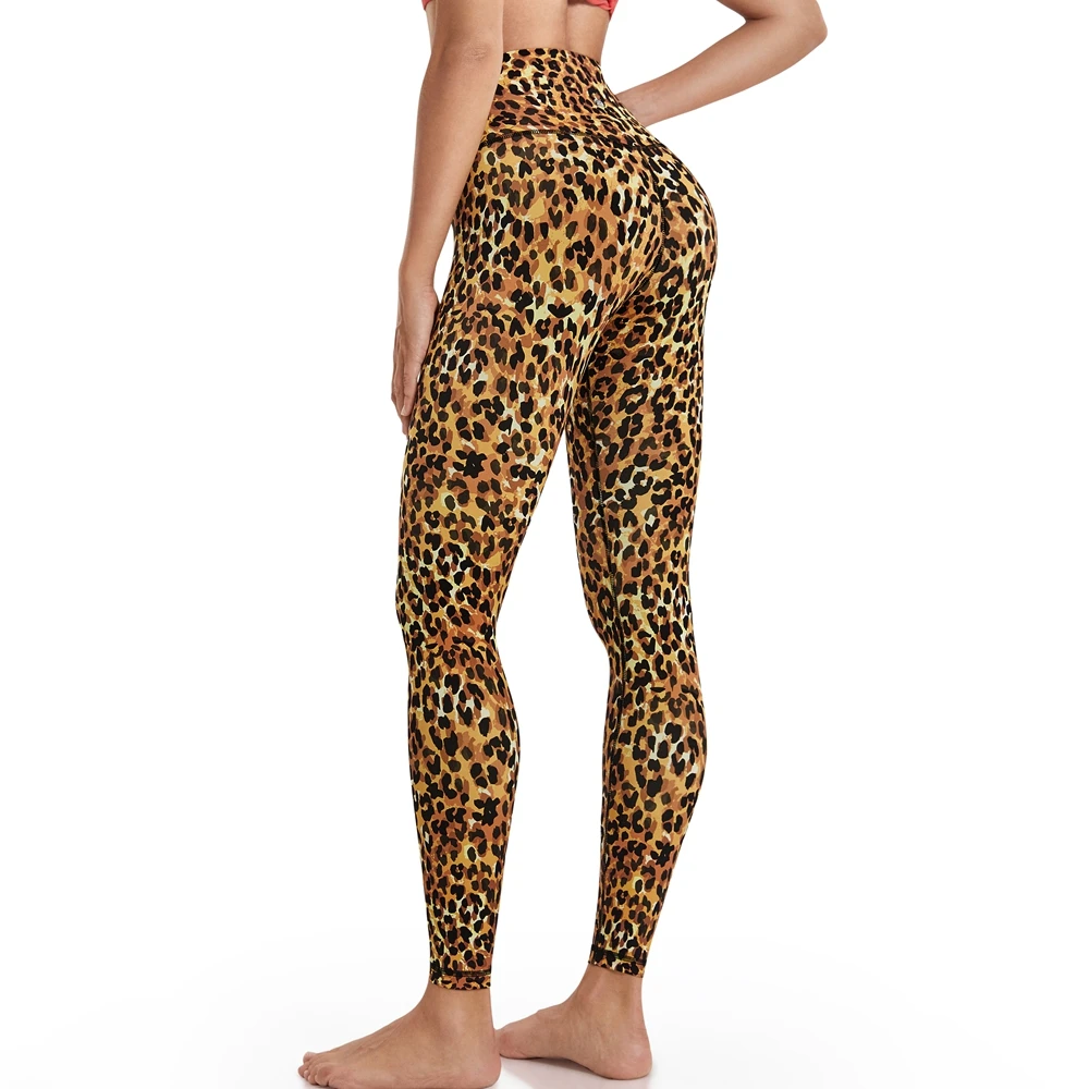 Yoga Leggings Workout High Waisted Halloween Mermaid Women Tummy Control Leopard Printed Yoga Pants 25 Inches Pants Elastic