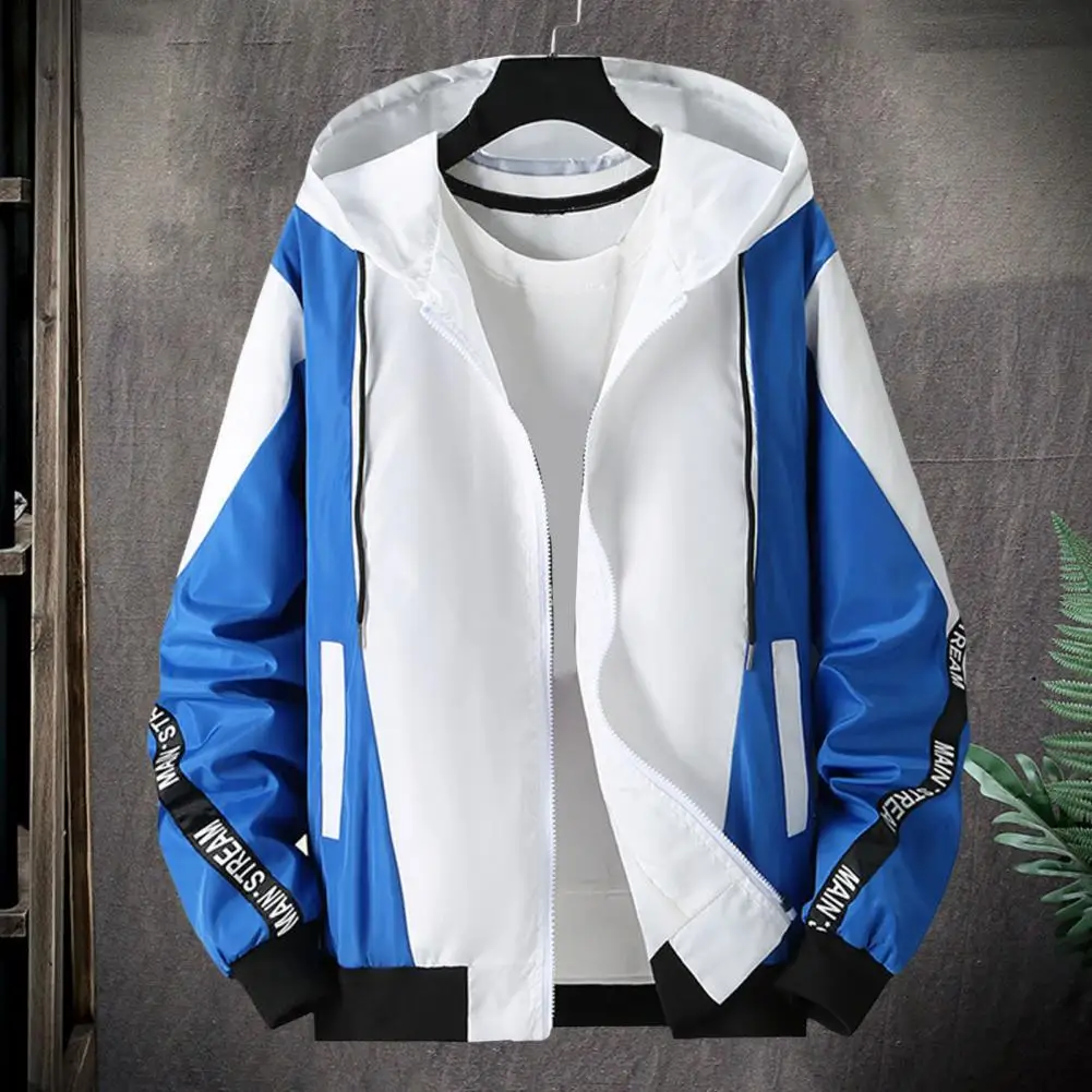 2024 New Autumn Hooded Jacket Men Breathable Outwear Male Patchwork Color Streetwear Comfortable Casual Clothing Plus Size