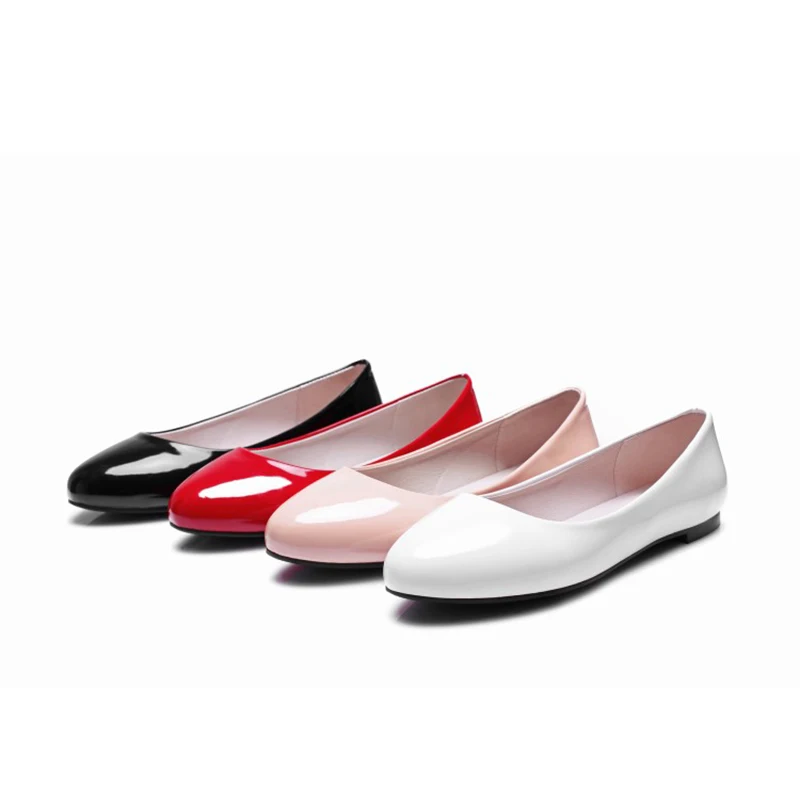Kolnoo New Style Hot Sale Women's Flats Shoes Patent Leather Ballets Four-colors Large Size 35-47 Evening Daily Fashion Shoes
