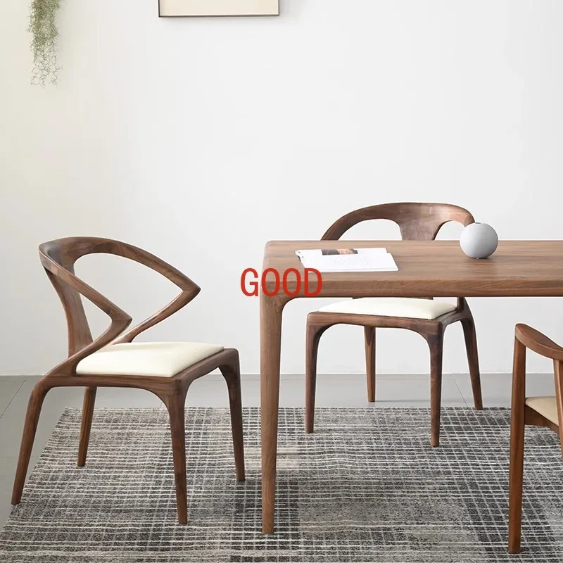 Light Retro Black Walnut Wooden Dining Table Simple Dining Tables