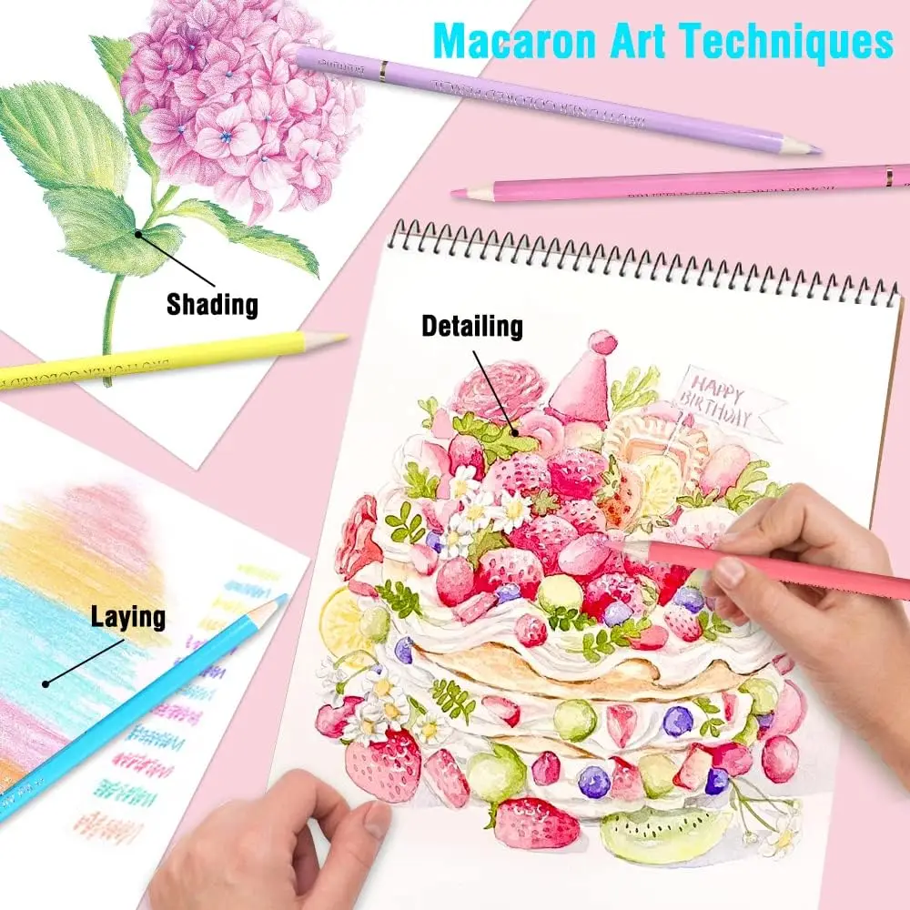 12/24/50/72 Macaron Pastel Colored Pencils Professional Soft Core for Sketching Shading