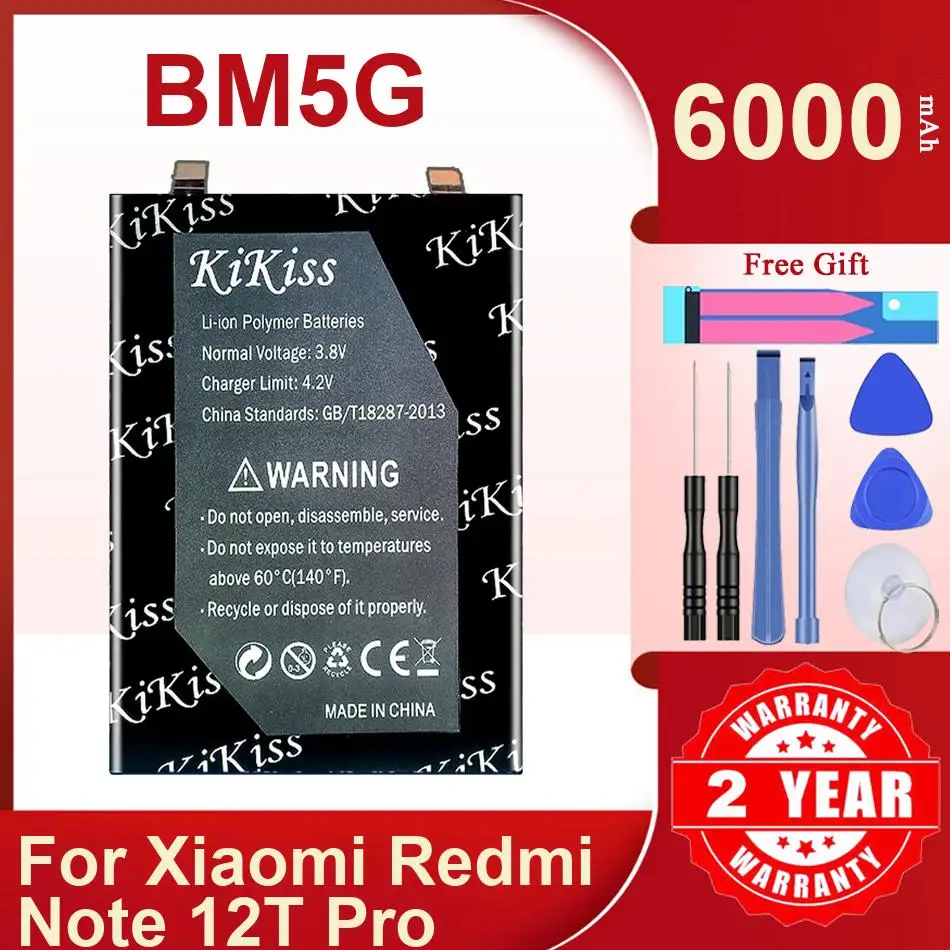 

Kikiss 6000Mah BM5G Battery For Xiaomi Redmi Note 12T Pro