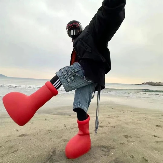 Astro Boy Big Red Boots MSCHF Astro Boy Red Boots BIG RED BOOTS Red Iron Arm Astro Boy Shoes Rain Boots Water Boots AliExpress