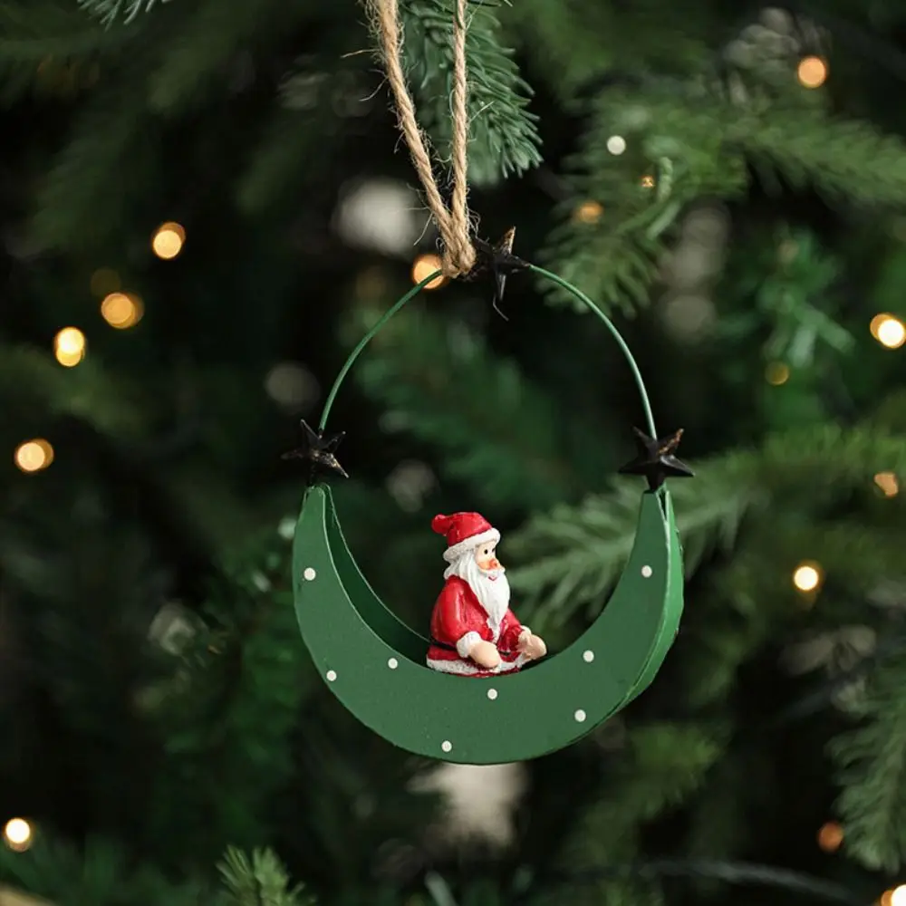 Hangging Christmas Santa Pendant Party Supplies Snowman Xmas Ornament Photographic Props Iron Christmas Tree Decorations