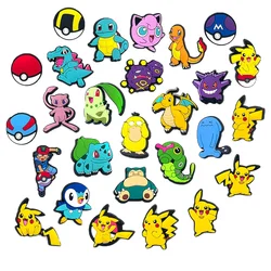 MINISO 27pcs Pokemon Pikachu Shoes Charms for Clogs Sandals Decoration PVC Cartoon Shoe Accessories Charms for Friends Gifts