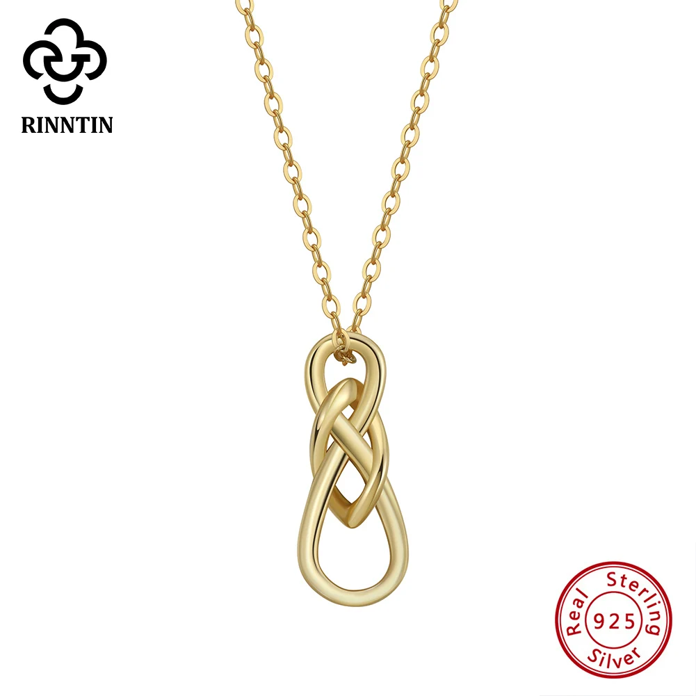 Rinntin Real 925 Sterling Silver Simple Celtic Knot Necklace Chain Vintage Necklace form Women Men  Handmade Jewelry Set SAPN41