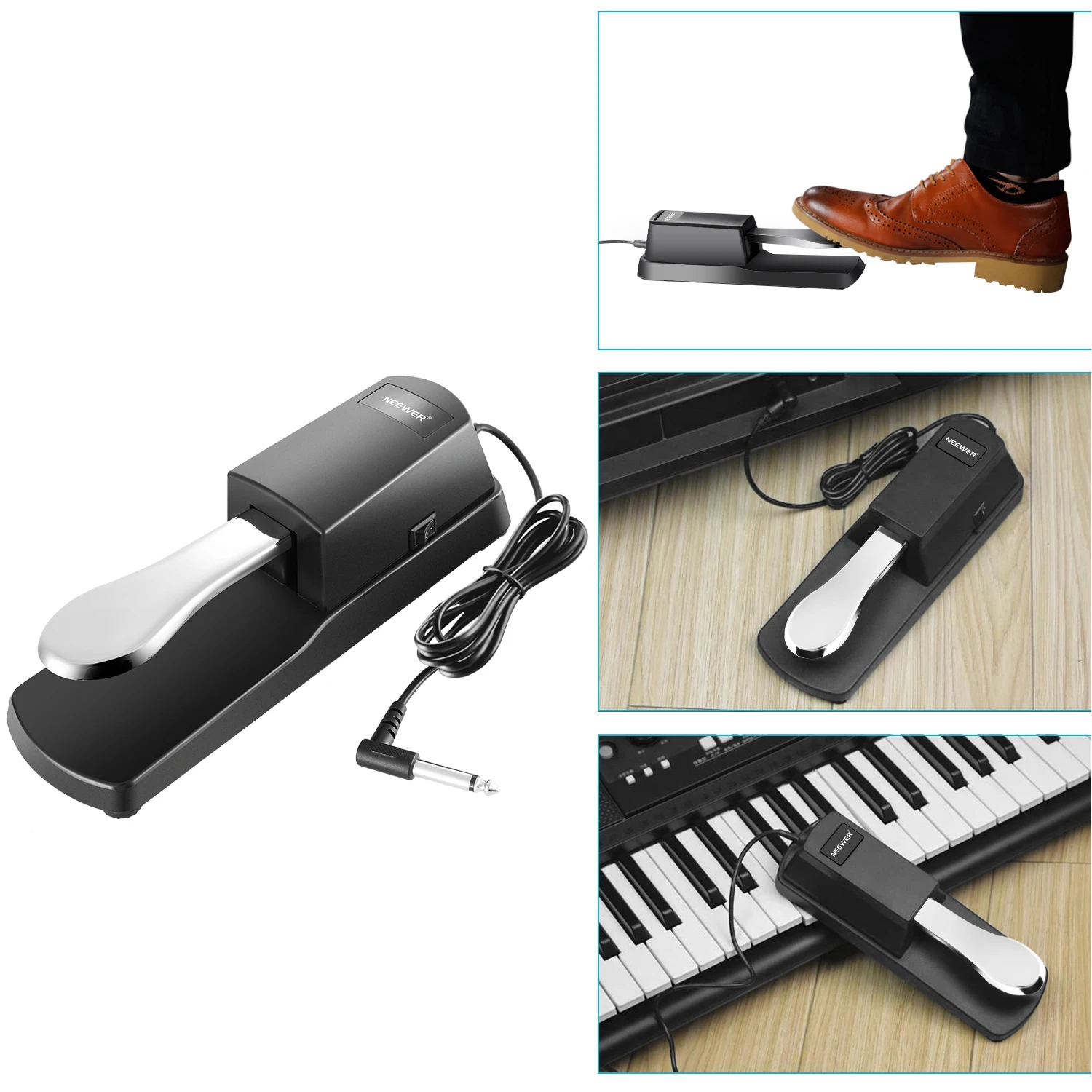 Neewer Universal Piano-style Sustain Foot Pedal with Polarity Switch Design Compatible with Any Electronic Keyboard