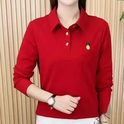 Versatile Long Sleeve  Shirt Mommy Style Autumn 2025 Korean New Fashion Middle-Aged And Elderly Slimming Base Layer T-Shirt