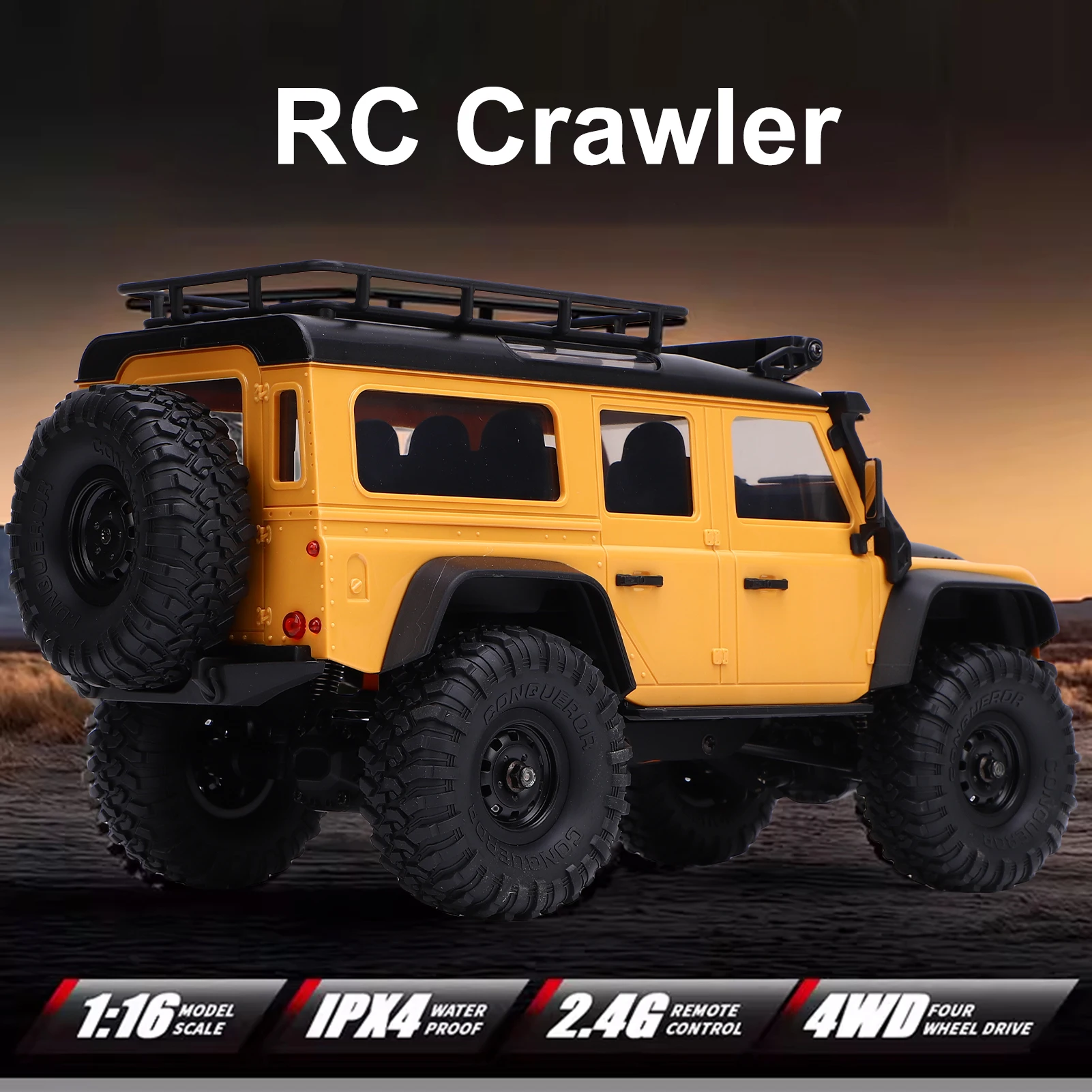 Carro de controle remoto, veículo off-road com tração nas quatro rodas de controle remoto de 2,4 GHz, caminhão de brinquedo elétrico todo-o-terreno, adulto e infantil