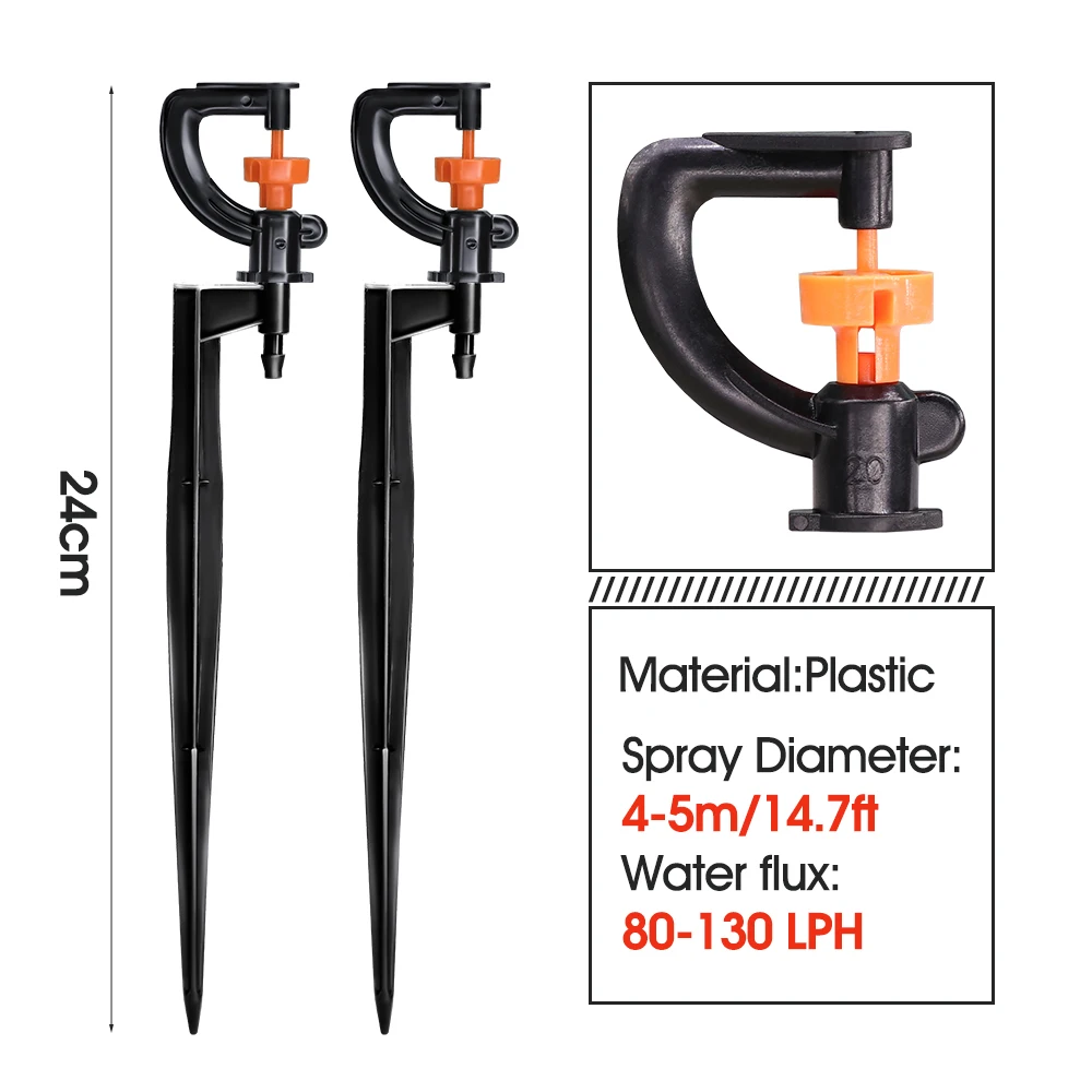 5 szt. Dyszy rozpylającej 360 ° nawadnianie ogrodu zraszaczy mikrowirnikowych z 21cm akcesoriami do podlewania palika do węża 4/7mm