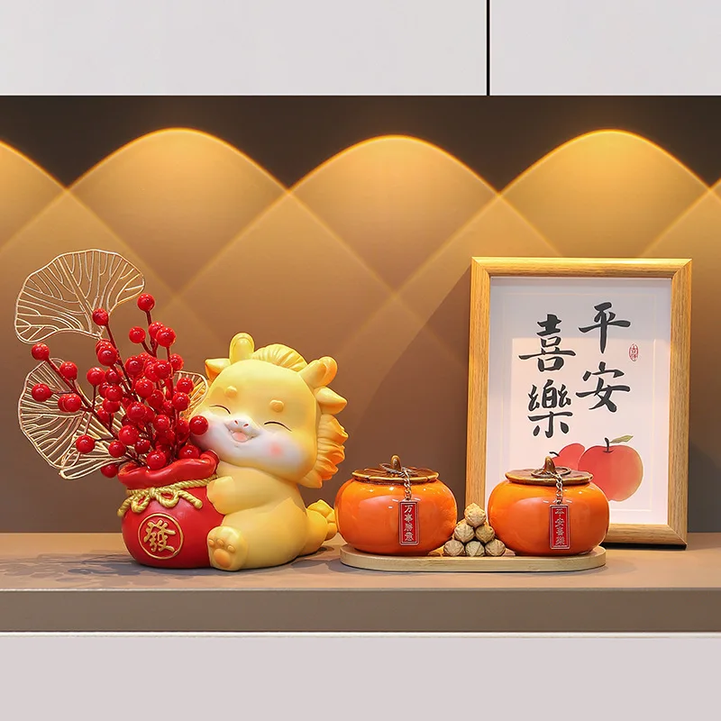 

New Chinese Style China-Chic Mascot Baofulong Resin Ornaments TV Cabinet Decoration Ornaments in Living Room