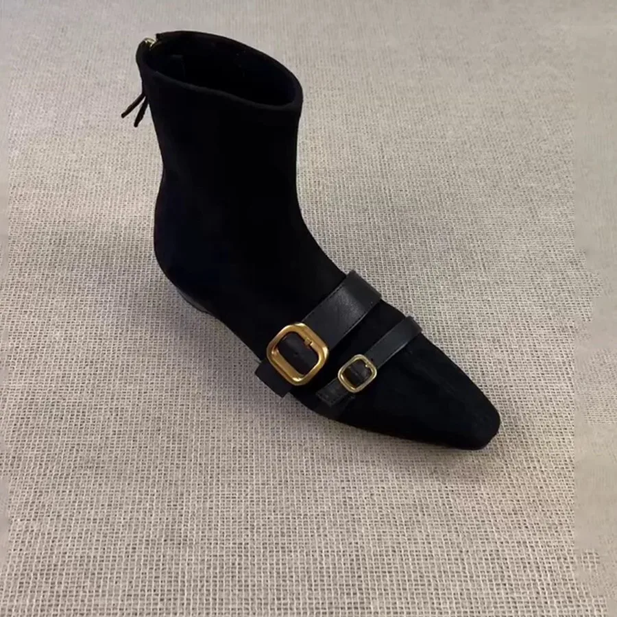 

Современные женские полусапожки с острым носком, женская обувь на квадратном каблуке, женские эластичные ботильоны на молнии, модные удобные туфли-лодочки