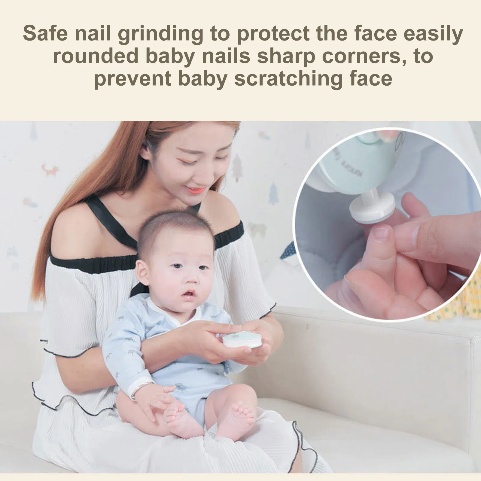 Newborn Electric Nail Trimmer Kid Nail Polisher Tool Infant Manicure Scissors Baby Hygiene Kit Baby Nail Clipper Cutter #WO