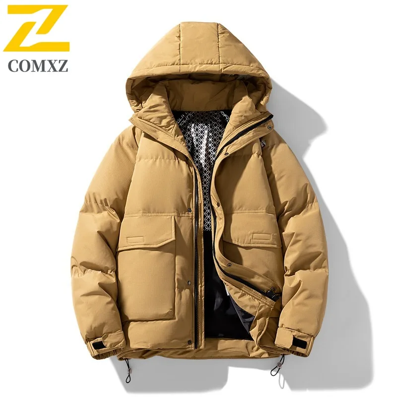 

COMXZ Graphene Men Down Jacket Hooded Outdoor Adventure Lightweight Puffer Jacket Fashion Cycling Cold Protection Winter Garment