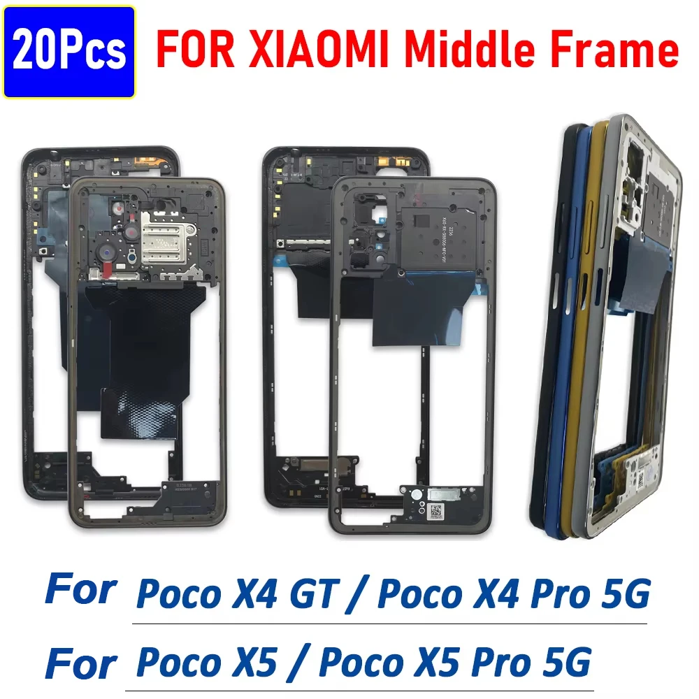 20pcs，new-middle-frame-housing-for-xiaomi-poco-x4-gt-x4-x5-pro-5g-middle-frame-holder-cover-bezel-plate-with-side-kesy