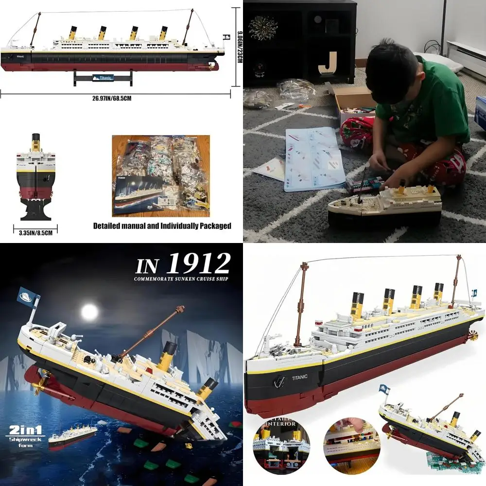 2022 Edition 2022-Piece Titanic Ship Model Kit, STEM 3D Puzzle for Kids & Adults, Collectible Display for Home or Office