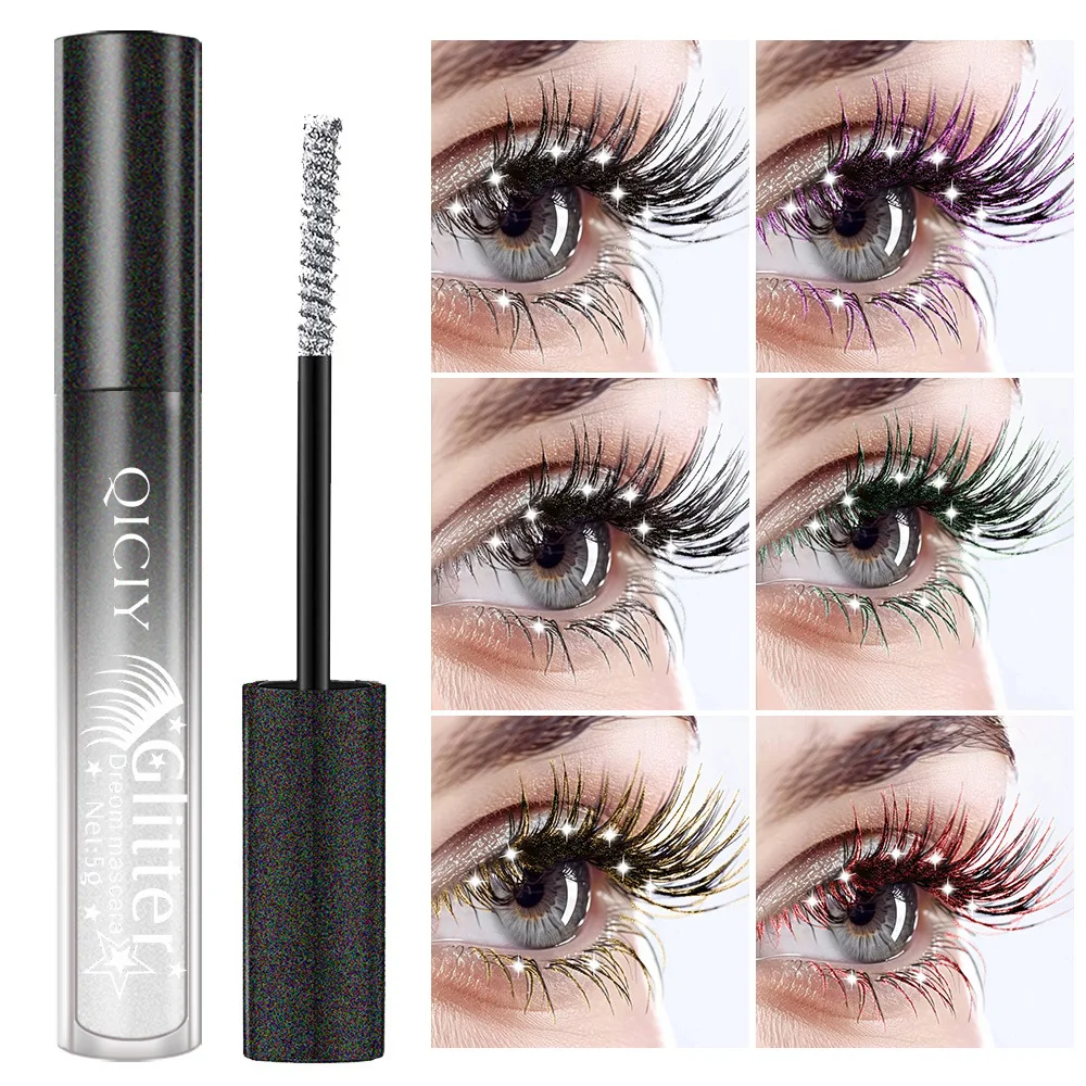7 สีDiamon Glitter Lashมาสคาร่ามาสคาร่าติดทนนานCurlingหนากันน้ําFast Dry Sequinsเซ็กซี่Shimmer Eyeแต่งหน้า
