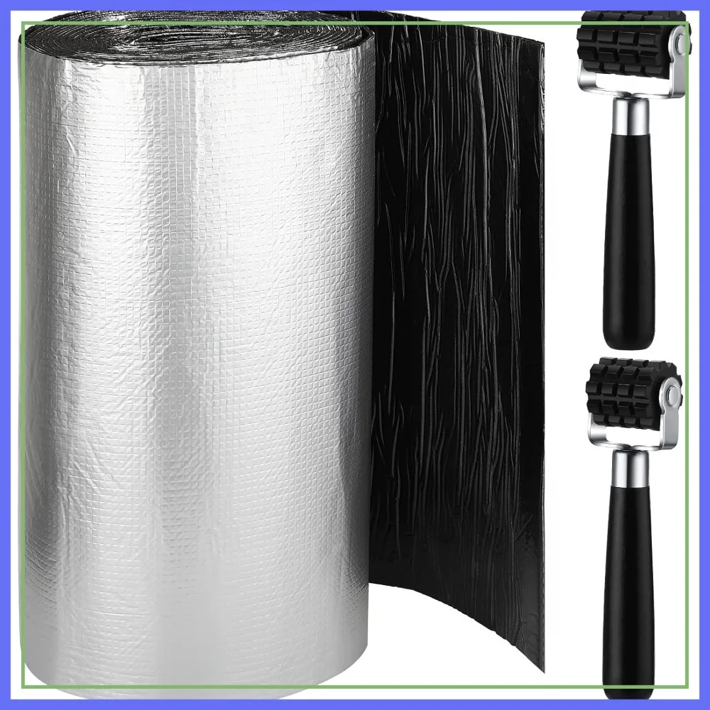 

95sqft Car Sound Insulation Mat with 2 Rollers, 5mm Thick, Self-Adhesive for Hood, Ceiling, Door